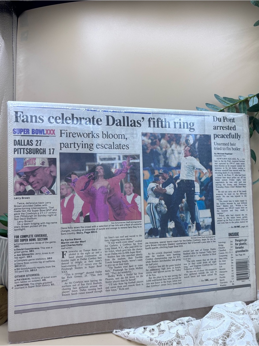 1996 AZ Republic Complete Newspaper Dallas Cowboys Super Bowl Win "Oh Boys" - Picture 2 of 2